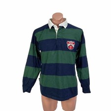 Vintage SMU Southern Methodist University Ware Commons Stripe Rugby Polo Shirt L