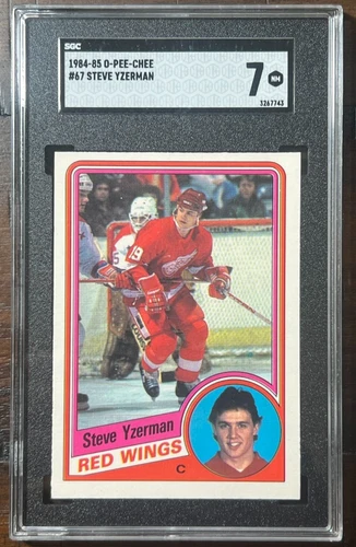 1984-85 O-Pee-Chee STEVE YZERMAN Rookie Card #67 Detroit Red Wings RC SGC 7 NM