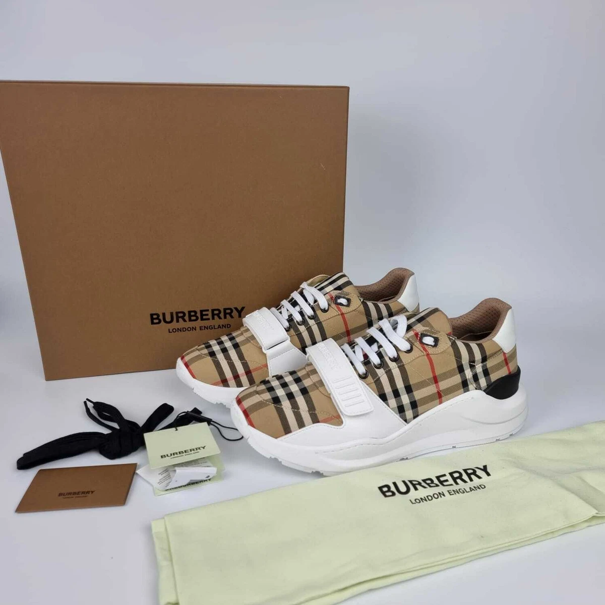 Burberry Men&#039;s Beige And White Sneakers New | eBay