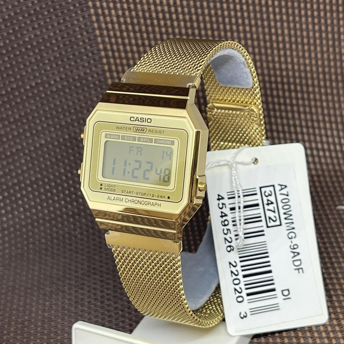 Casio A700WMG-9A Vintage Series Gold Stainless Steel Mesh Band