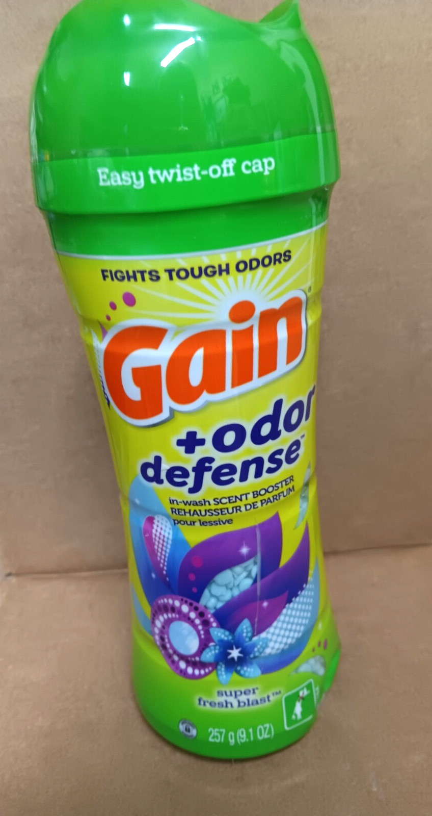 Gain + Odor Defense Laundry Scent Booster Beads, Super Fresh Blast Scent, 9.1 oz