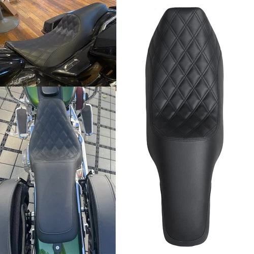 Lattice Stitched Driver Passenger 2-Up Seat For Harley Road King FLHR FLHP 97-07 - Picture 2 of 17