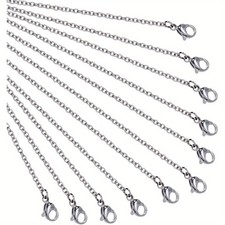 10pcs Non-Tarnish 304 Stainless Steel Cable Chain for Necklace with Lobster Claw