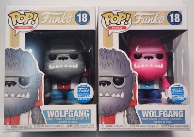 (2) Funko POP! Fantastik Spastik Plastik Wolfgang #18 Gray and Pink Variant 
