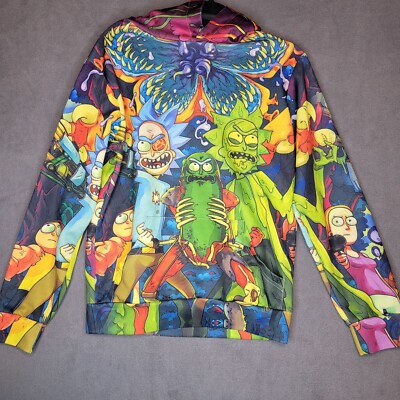 Rick And Morty Mens Large Pullover Hoodie 3D Print All Over Cartoon Graphic 