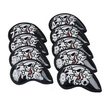 9pcs/set PU Leather with Skull Embroidery Golf Iron Club Head Covers