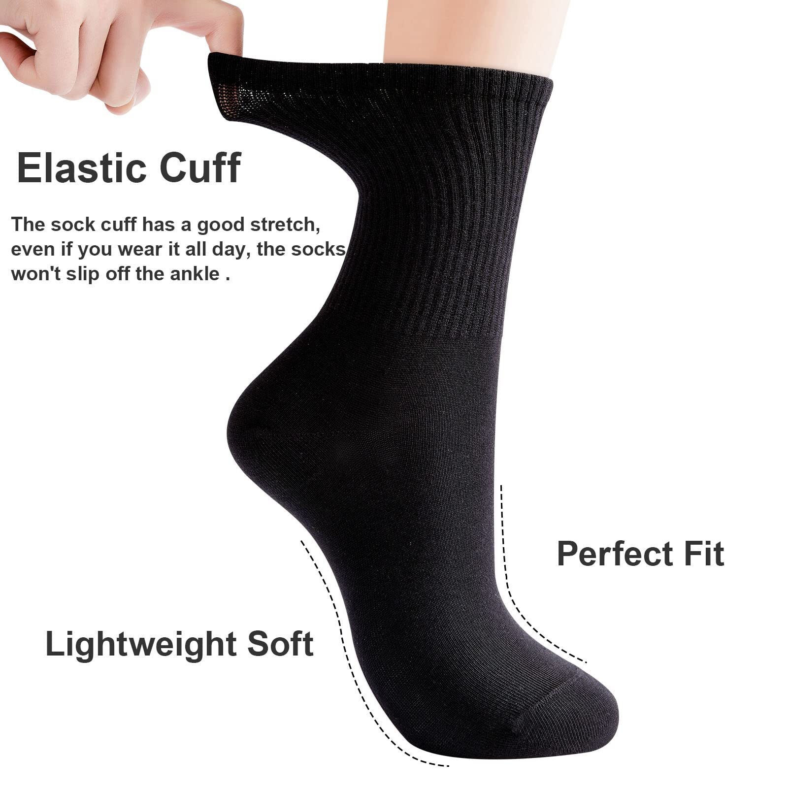 Womens Cotton Crew Socks Thin Soft Comfort Breathable Dress Socks Above