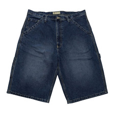 Vintage Y2K Baggy Jean Shorts Men 34 Carpenter Jorts Long Wide Leg Skater Grunge