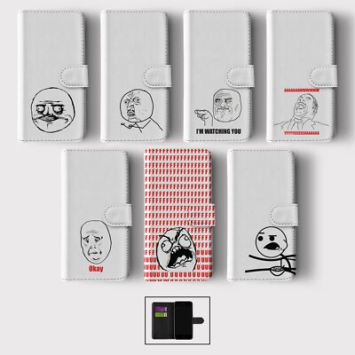 CASE FOR IPHONE 17 16 15 14 13 PRO MAX WALLET FLIP PHONE COVER MEME TROLL FACE