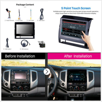 9'' Android 8.1 2Din Quad-Core GPS Nav+8LED Rear Camera For Toyota Tacoma Hilux