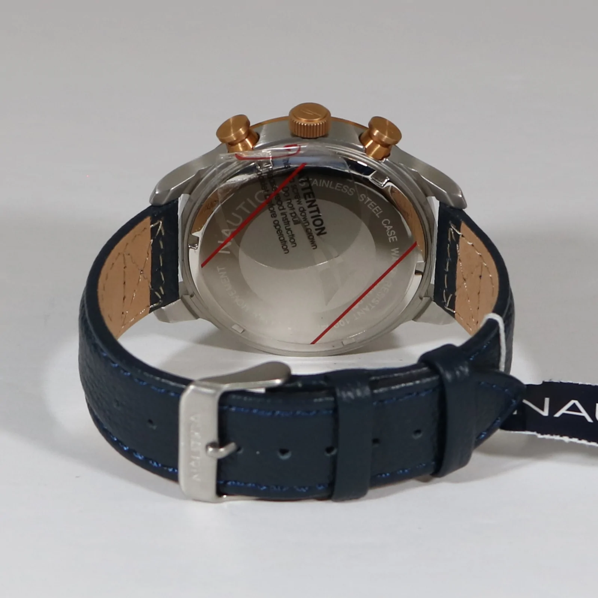 Nautica Men's Sports Blue Dial Chronograph Leather Strap