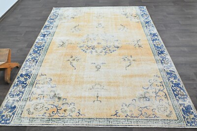 Oushak Türkisch Vintage Teppich 7x8 Kelim Rug Anatolisch Handarbeit Boho Deko...