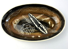 Vintage Elke Pottery Aborginal Handpainted Motifs Dish See Description