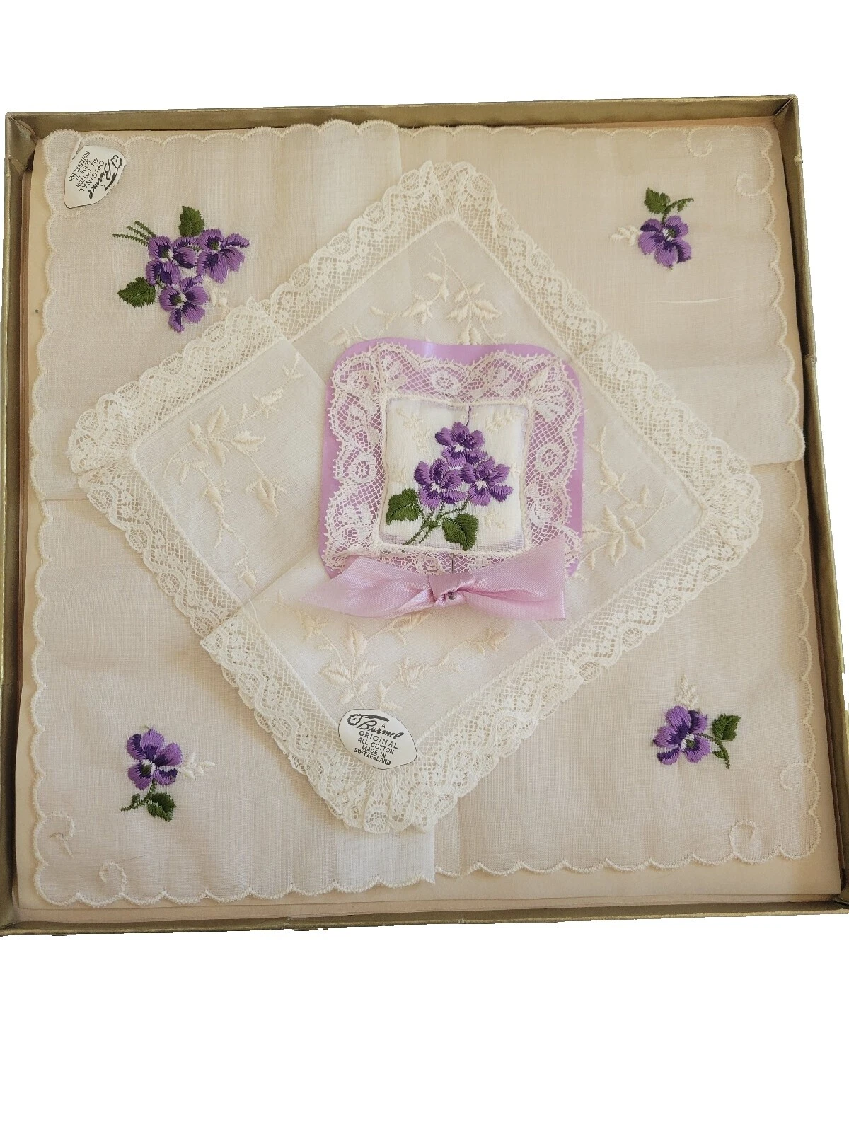 Ocasión Especial Bordado Floral Pañuelos vintage Plain & Solid