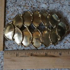 Vintage Brass Brutalist Belt Buckle - Botanical Leaves