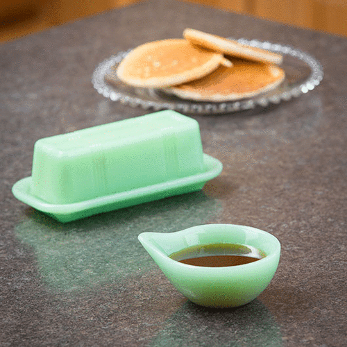 TableCraft Jadeite Green Glass Butter Dish - Picture 2 of 2