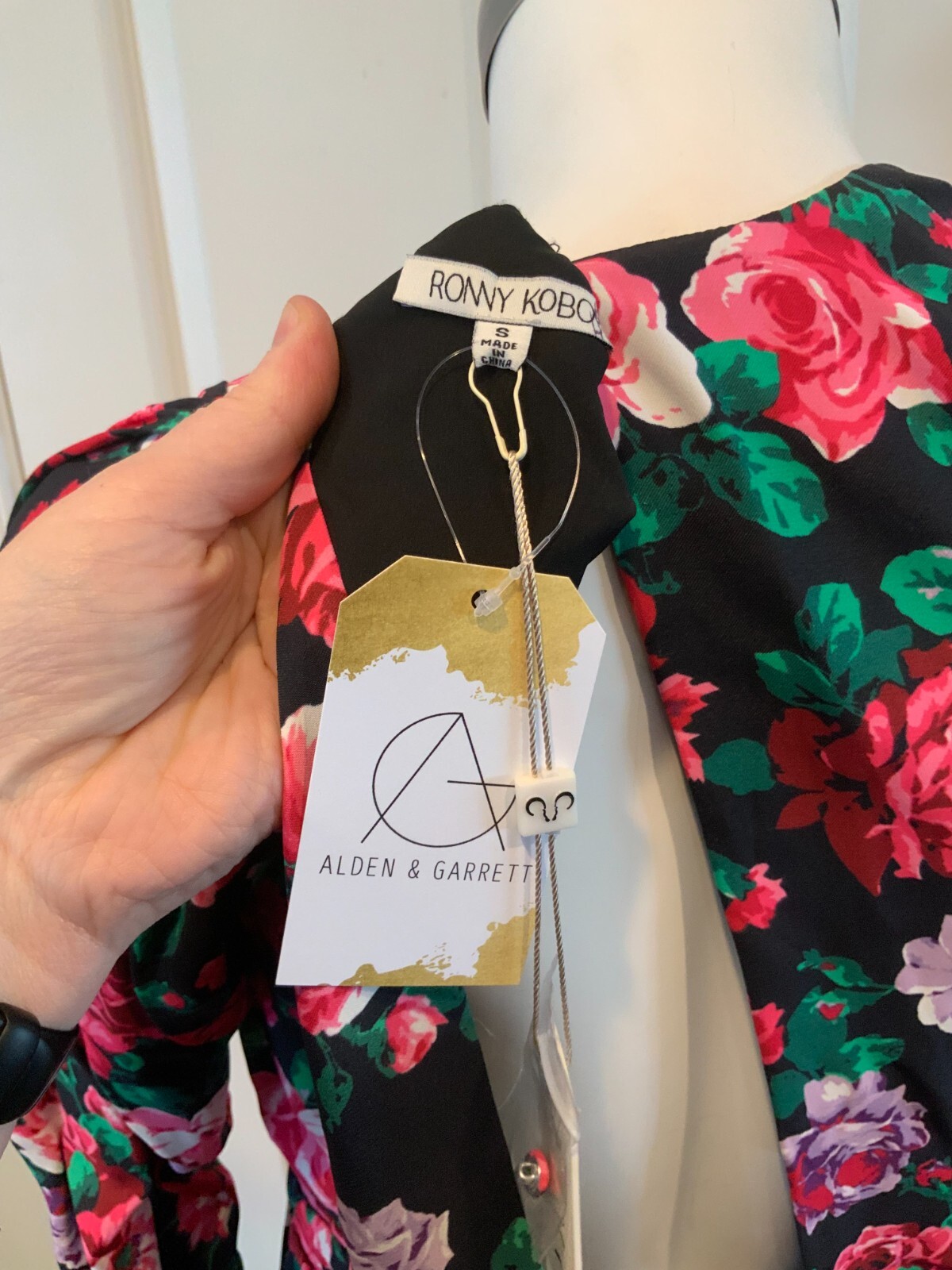 Ronny Kobo Edrea Black, Pink & Purple Floral-Patterned Mini Dress, Size S, NWT!