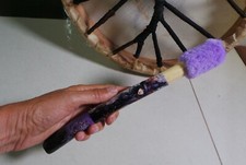 Drumbeater handmade for skin or synthetic shamanic drum, purple witch
