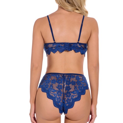 Women Sexy Lace Lingerie with Garter Belt Sexy Bra with Panty Set Underwear Blue - Picture 7 of 13
