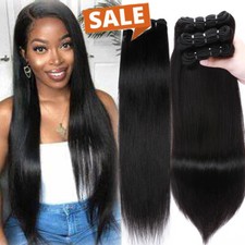 Silky Straight 1-4Bundles Brazilian Virgin Human Hair Weave Weft Extensions LONG