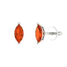 Red Zirconia Stud Earrings for Women, Push back 1 cttw, 8x4mm , Marquise-Cut 