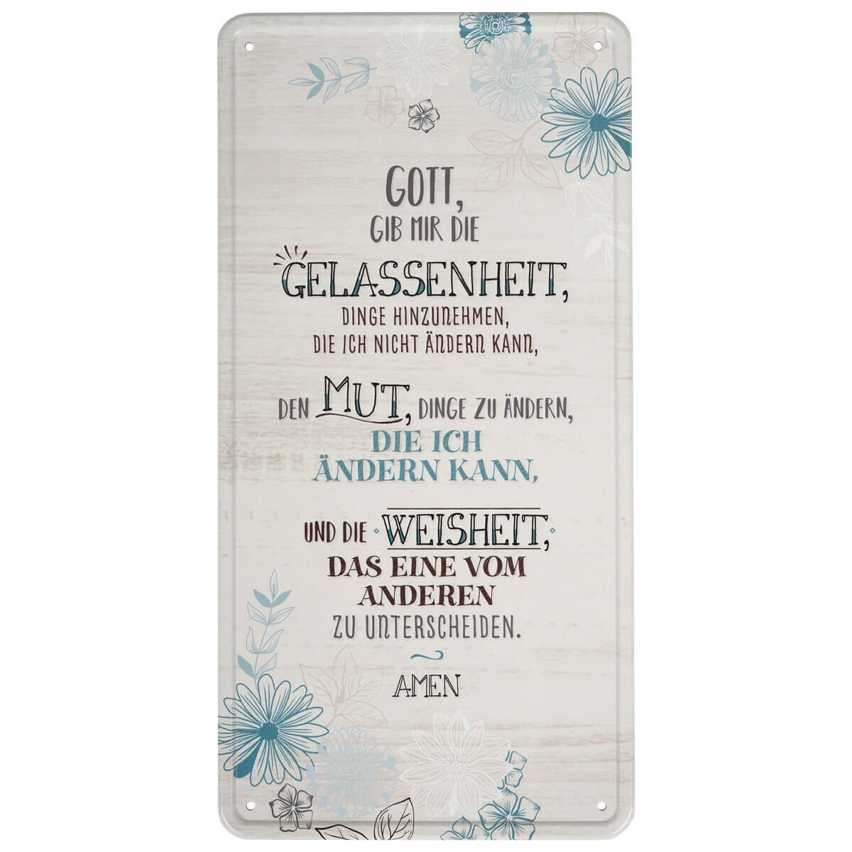 Vintage Blechschild "Gott, gib mir die Gelassenheit ..." (*NEU*)(*OVP*)