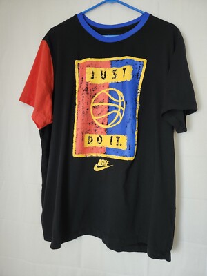 Nike Men's Colorblock T Shirt XXL Black/Multi Just Do It Basketball VGC 