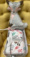 Woodland Fox Blanket + Stuffed Fox Boxed Gift Boho Fox Bird Critter Kids Girls