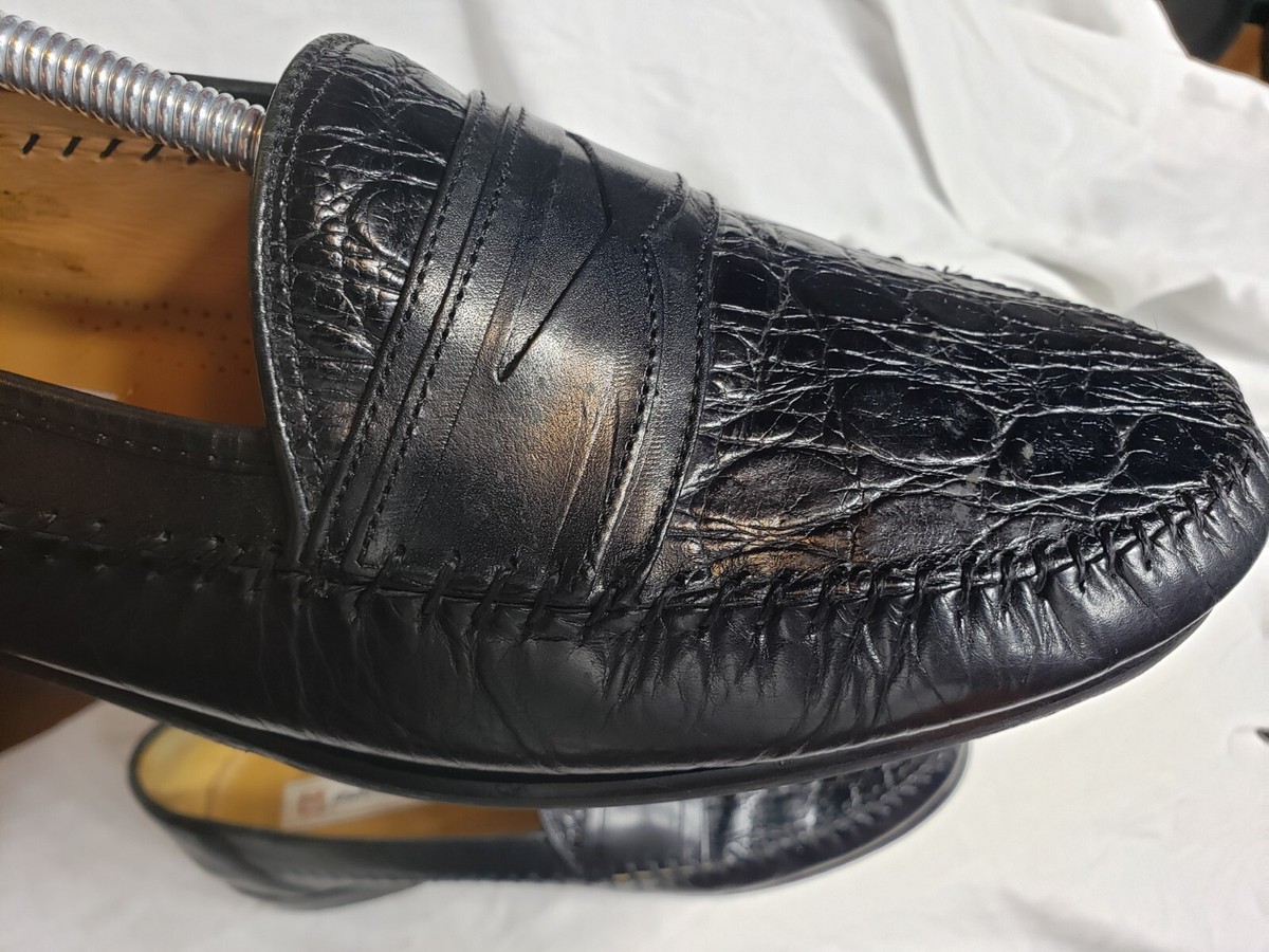 Sandro Moscoloni Lizard Print Black Loafers Mens Sz 10 D  display picture 1