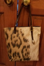 Authentic Roberto Cavalli Vintage Tote Handbag Animal Print W/ Gold Tone Accents
