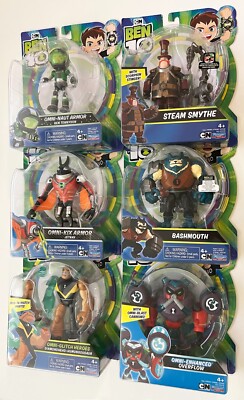 Ben 10 Omni-Naut Armor BEN, BASHMOUTH, OVERFLOW & DIAMONDHEAD-HUMUNGOSAUR MIP
