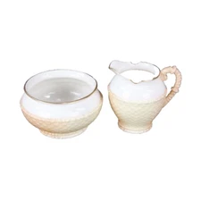 Royal Worcester Peach Cream Lattice Sugar Creamer