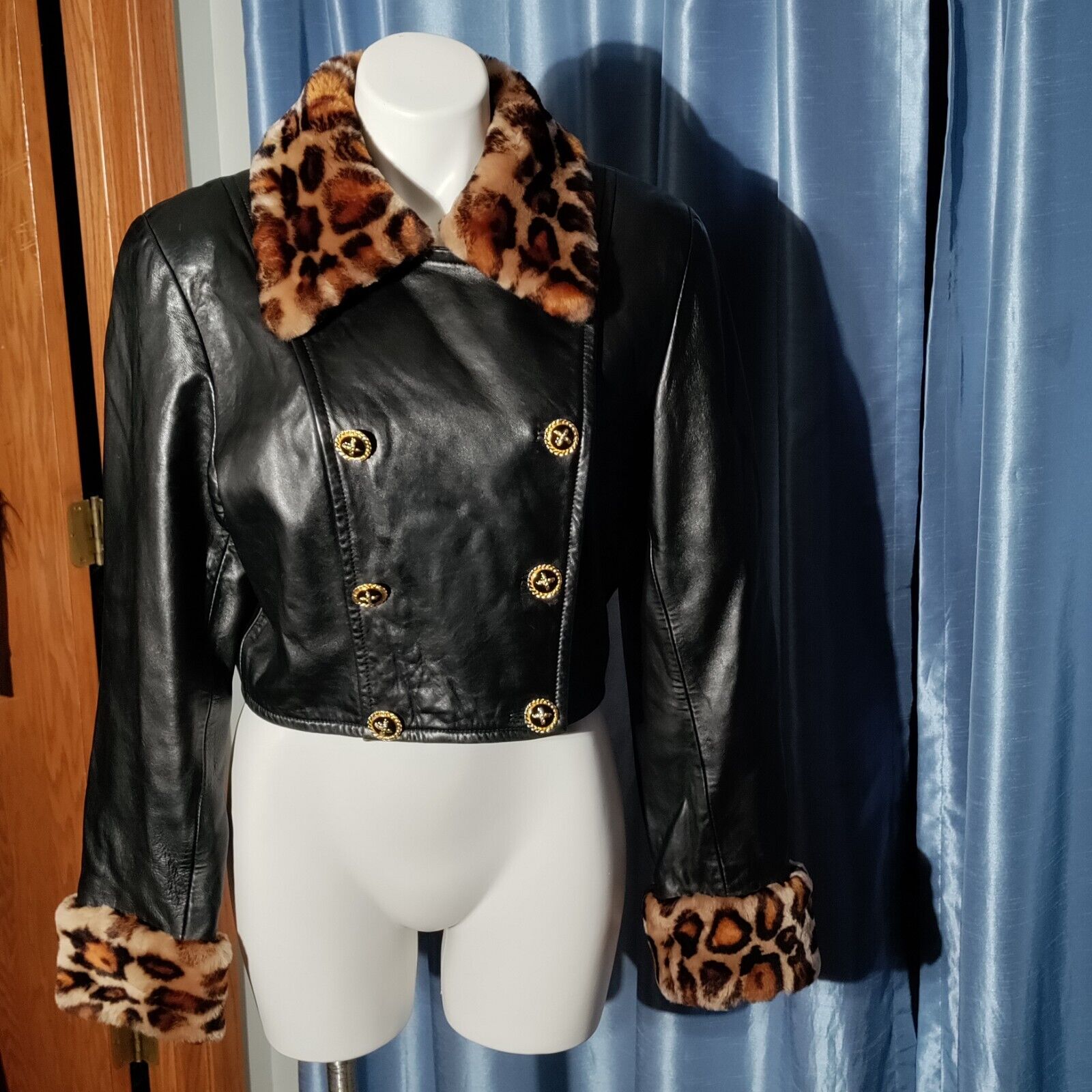 USED leopard leather jacketジャケット/アウター