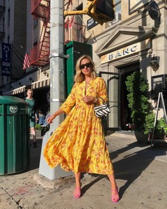 zara yellow floral midi dress