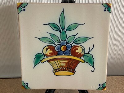 FREE SHIPMENT Unique polychrome TILE MAKKUM Tichelaar Delft Holland flower 3