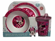 Disney Baby Minnie Mouse Dinner Set Plate, Bowl Sippy Cup , 3pc Set