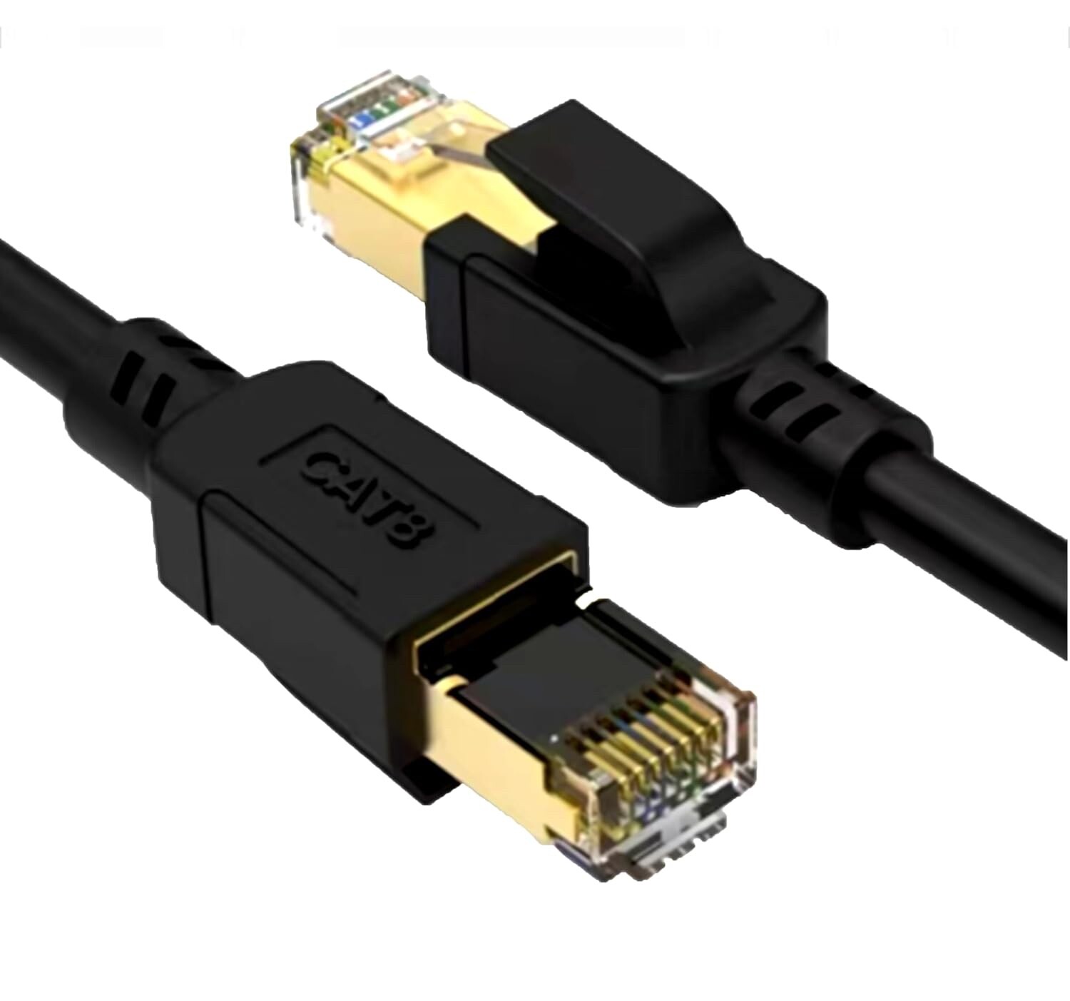 Cat 8 Flat Ethernet Cable 40Gbps 2000MHz Gold Plated RJ45 LAN Network-image