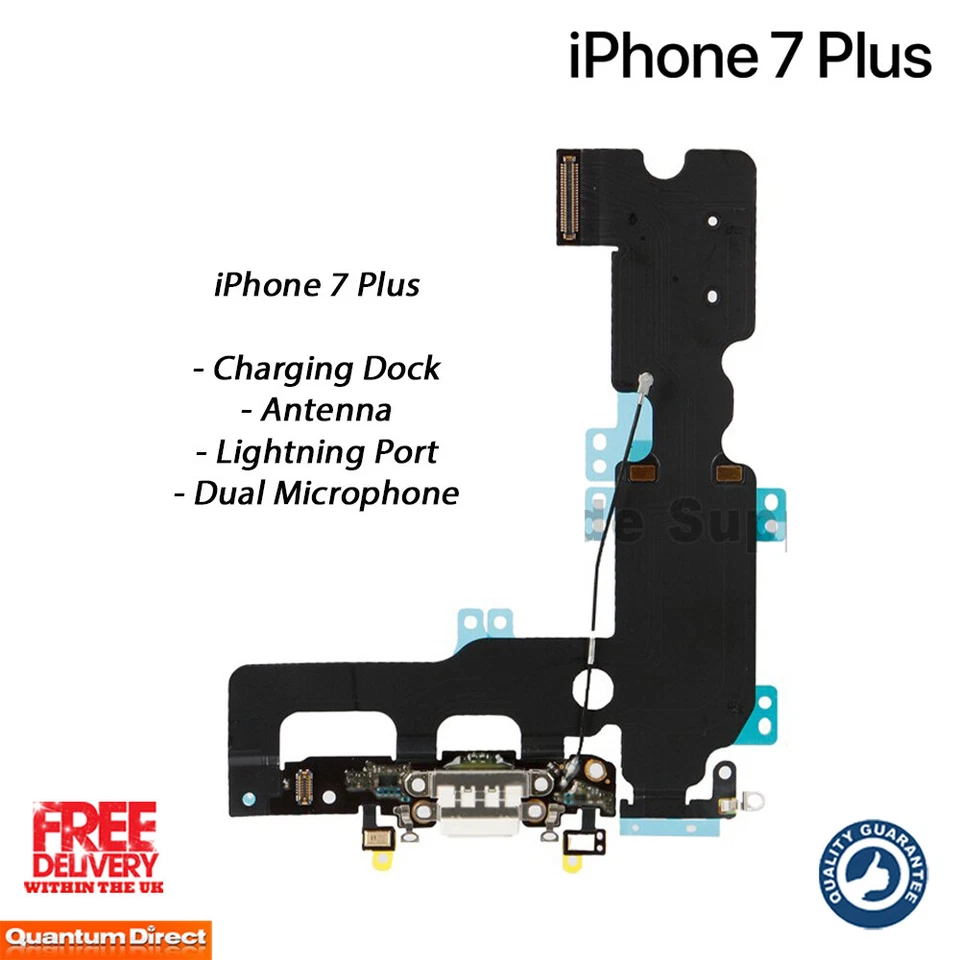 QUANTUM DIRECT iPhone 7 Plus Charging Dock Port Dual Microphone Replacement WHITE