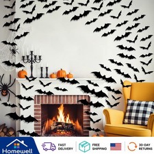 120Pcs 3D Bat Wall Stickers - Spooky Halloween Decor for Indoor  Outdoor Fun