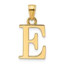 14k Yellow Gold Polished Letter E Pendant Perfect Gift for Her