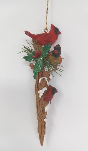 Cardinal Red Bird Tiered Ornament Faux Tree Rustic Farmhouse 7"