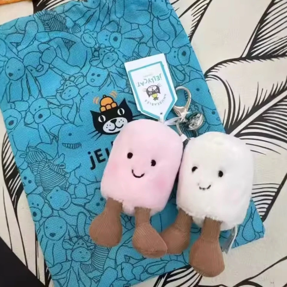 NUEVO Jellycat Malvaviscos Peluche - 12 cm Rosa y Blanco Regalo Llavero Con Etiquetas y Bolsa