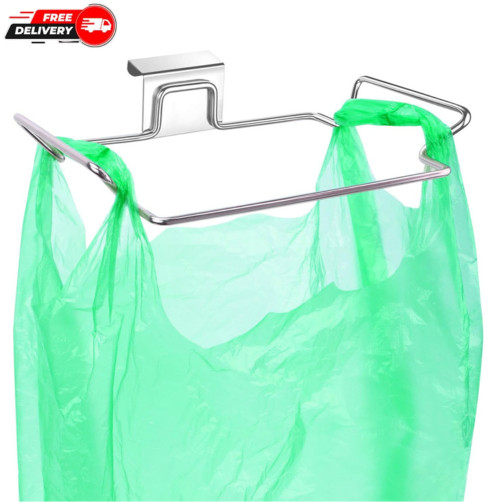 Large Stainless Steel Trash Bag Holder for Kitchen Cabinets Doors and Cupboar...