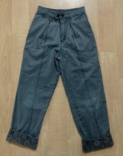 Vintage 80s Bugle Boy Girls Pants Denim Jeans Size 8s Regular Green