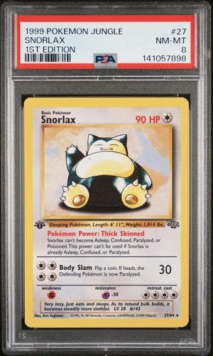Snorlax - 1999 Pokemon First Edition Jungle #27 PSA 8