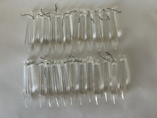 Lot of 24 Antique Crystal Glass Spear Prisms Chandelier Lamp Parts