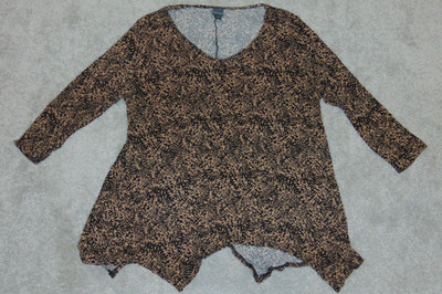 Covington Women Long Sleeve Blouse Shirt  Size 2X Brown animal Print