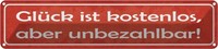 Blechschild 10X46 Cm GlüCk Ist Kostenlos Unbezahlbar Spruch Zitat Deko Geschenk