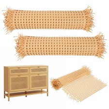 2 Rolls Cane Webbing, 14" Width x 6.6 Feet Natural Cane Rattan Webbing Roll f...