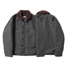 Vintage Mens WW2 USN Navy N-1 Deck Jacket Winter Wool Lined Coats Jungle Cloth